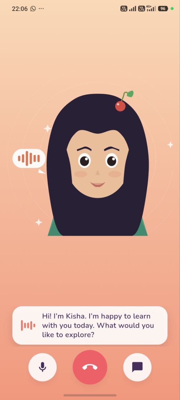 Kisha AI learning companion screen